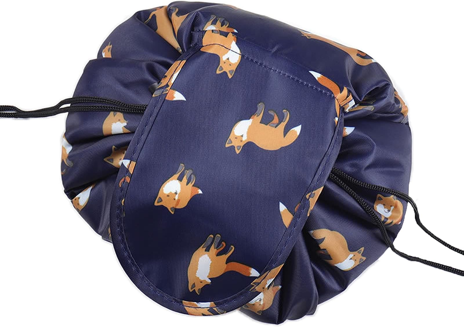 Drawstring Makeup Bag,ONEGenug Cosmetic Bag,One-Step Toiletry Organizer, Cosmetic Pouch for Lazy Ladies Darkblue