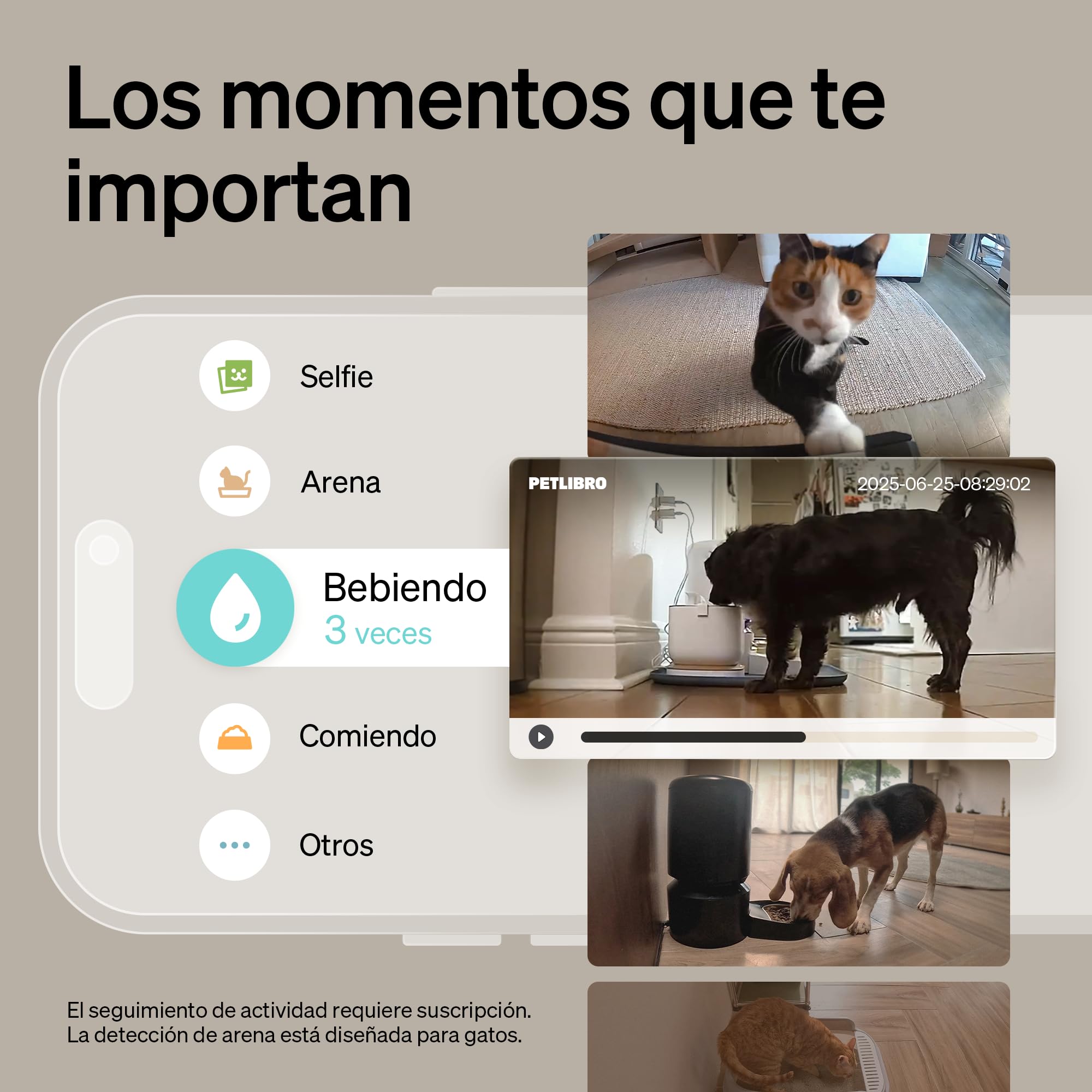 PETLIBRO Cámara Mascotas 360° con App, Detección Automática de Gatos/Perros y Grabación de Comportamiento, Visión Nocturna, Audio Bidireccional, WiFi 2.4GHz, 1080P HD, Modo Privacidad