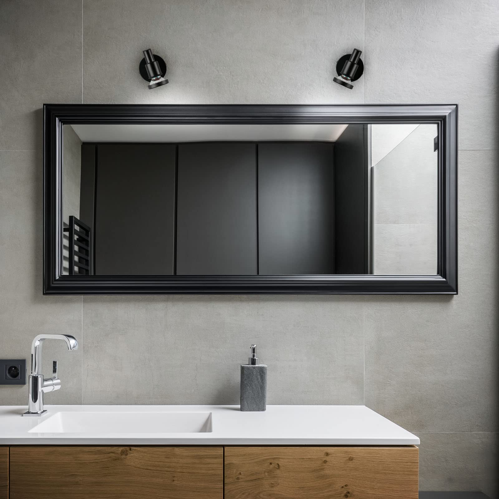 BRILONER- Applique LED salle de bain, ajustable, LED lampe murale salle de bain, IP44, couleur de lumière blanc chaud, GU10, noir, 80x106