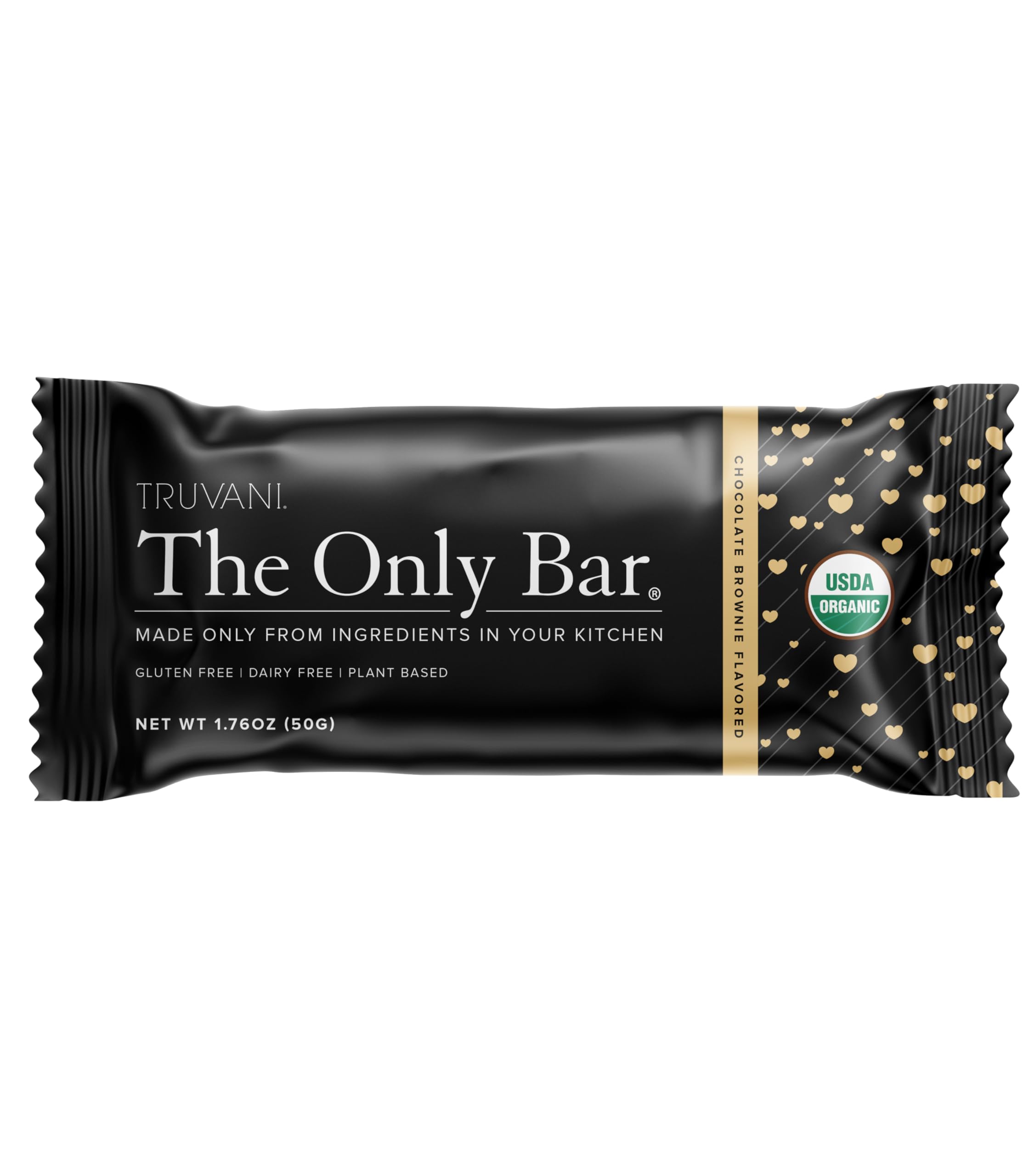 Truvani Plant Based Snack Bars | Chocolate Brownie 1 Pack | 7g Protein | USDA Organic and Vegan | The Only Bar | Dairy, Soy, and Gluten Free | Individually Wrapped