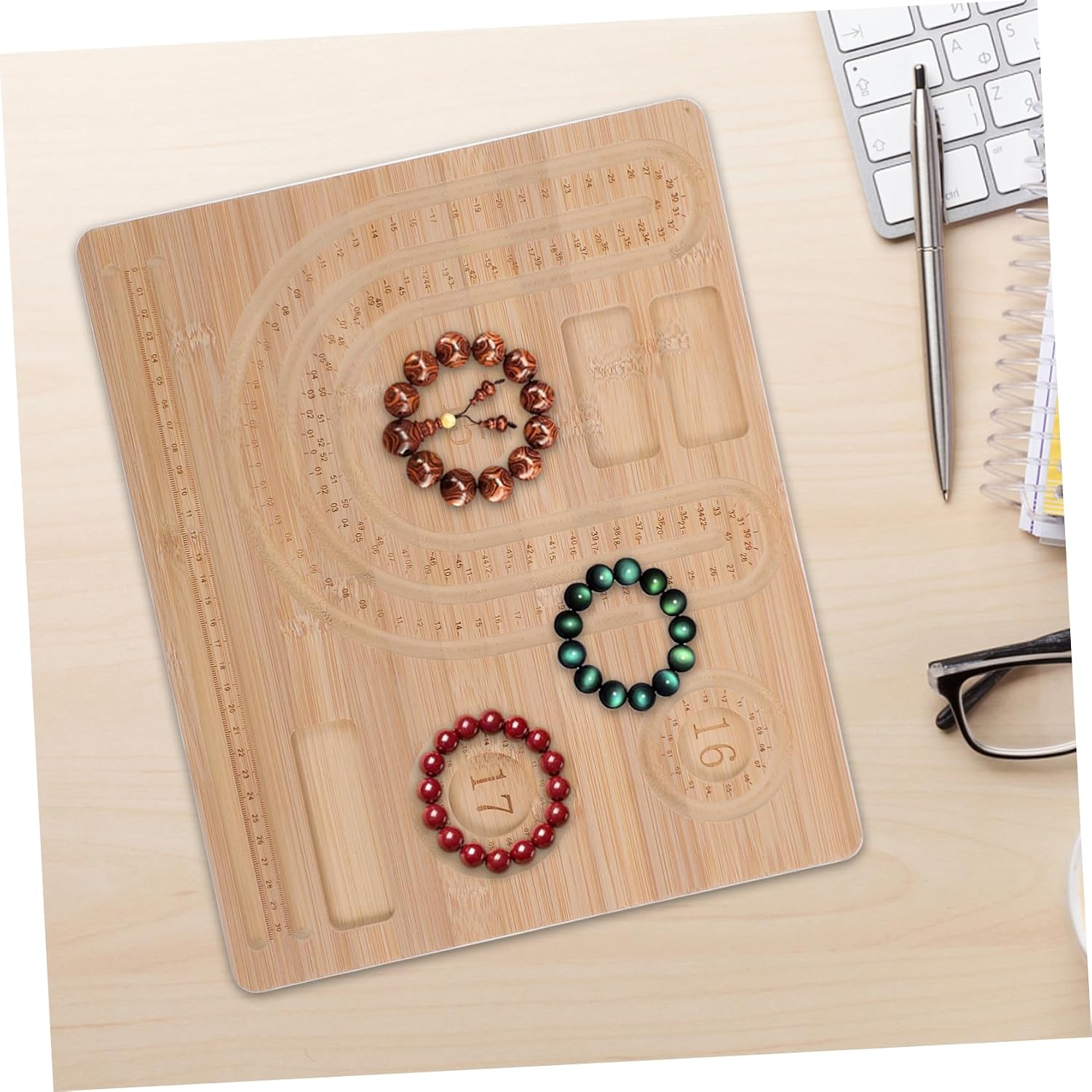 jojofuny Wooden Beading Board Bracelet Making DIY Jewelry Tray Plate for Bead Anklet Necklace