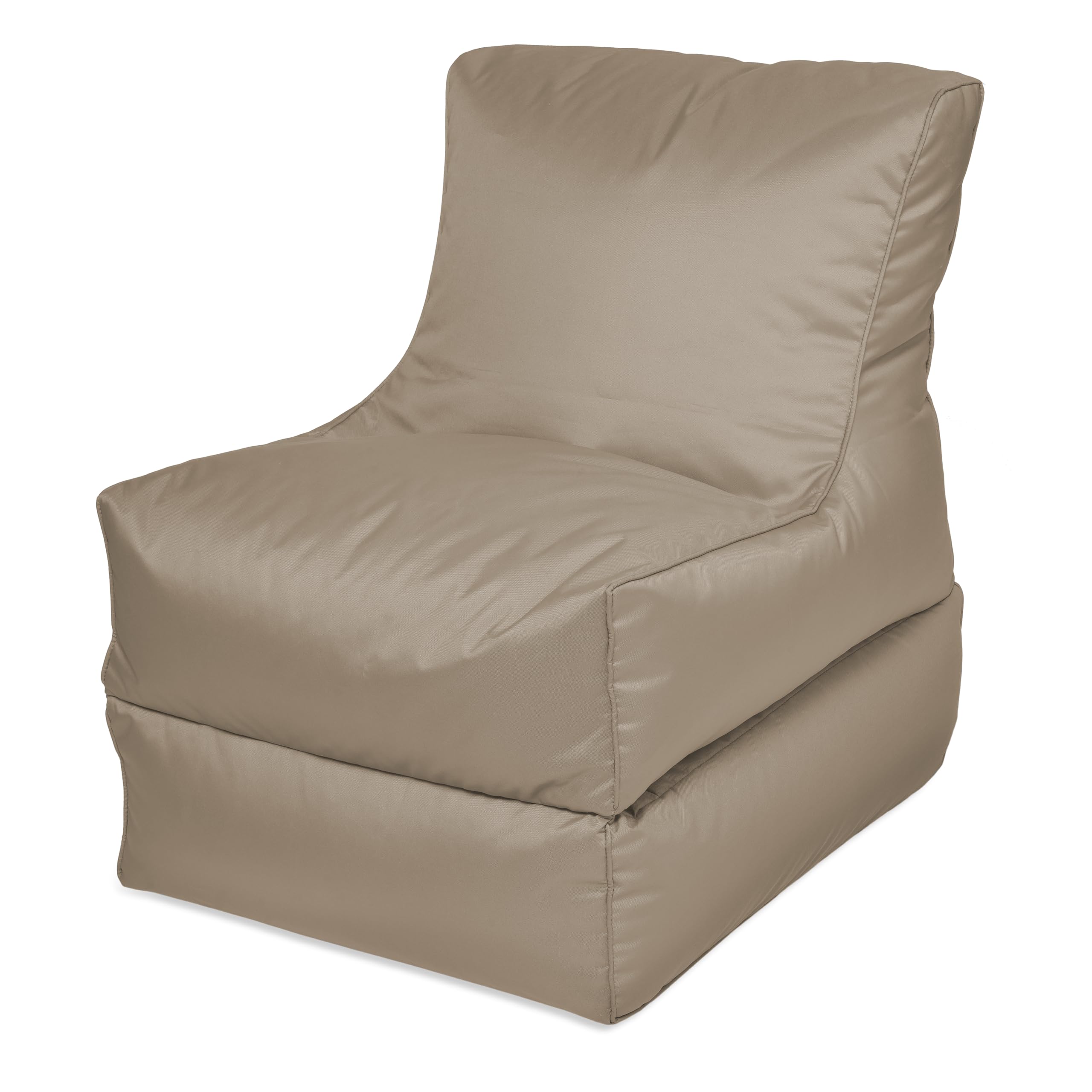 chilly pilley®, para Sentarse y tumbarse 2 en 1 - con Relleno de EPS - puf Gigante - niños y Adultos - cojín para sillón de Exterior, Capuchino