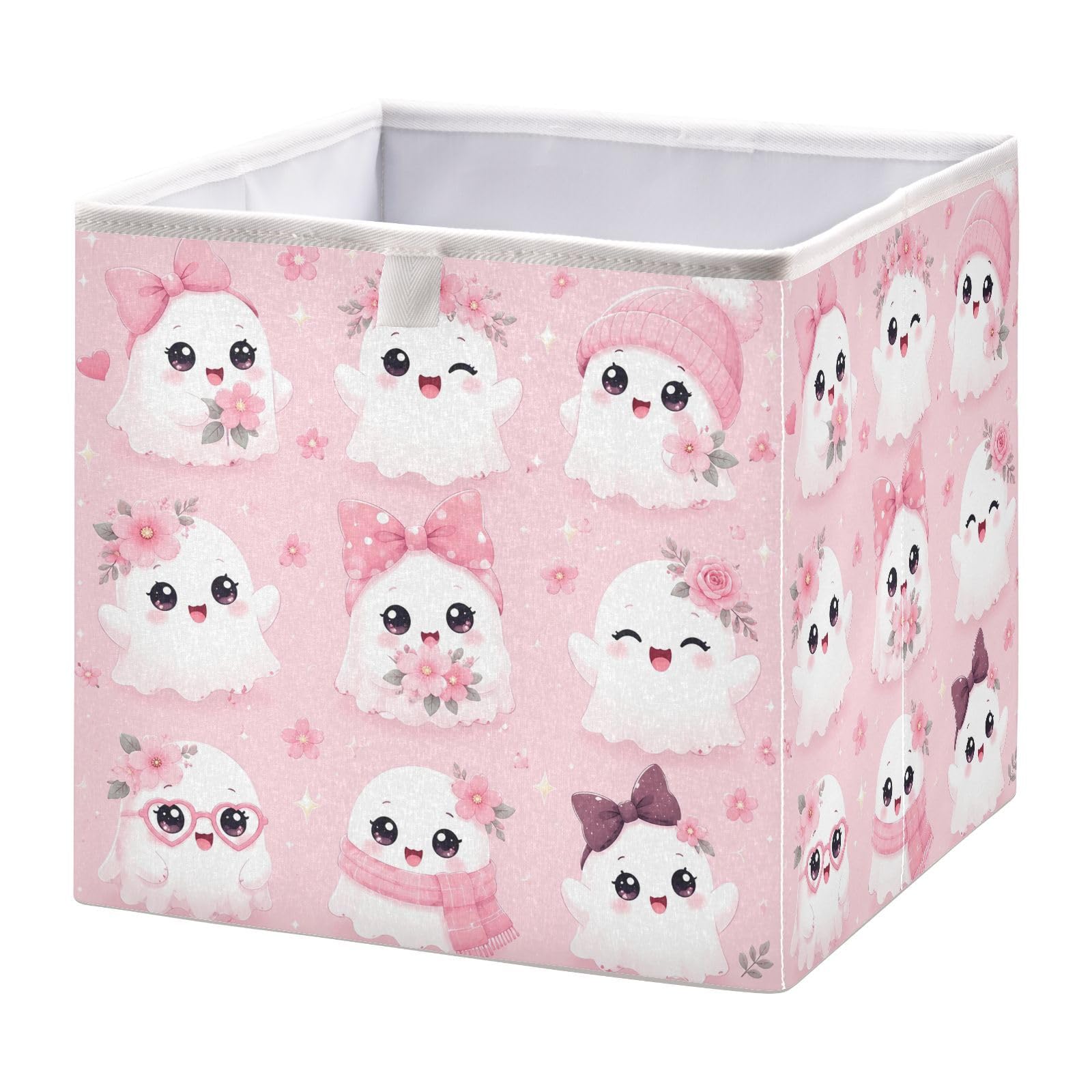 Ewusp Halloween Boo Cube Storage Boxes 28x28 cm Foldable Closet Organiser Bin Holiday Basket Baby Basket for Nursery Bedroom Office