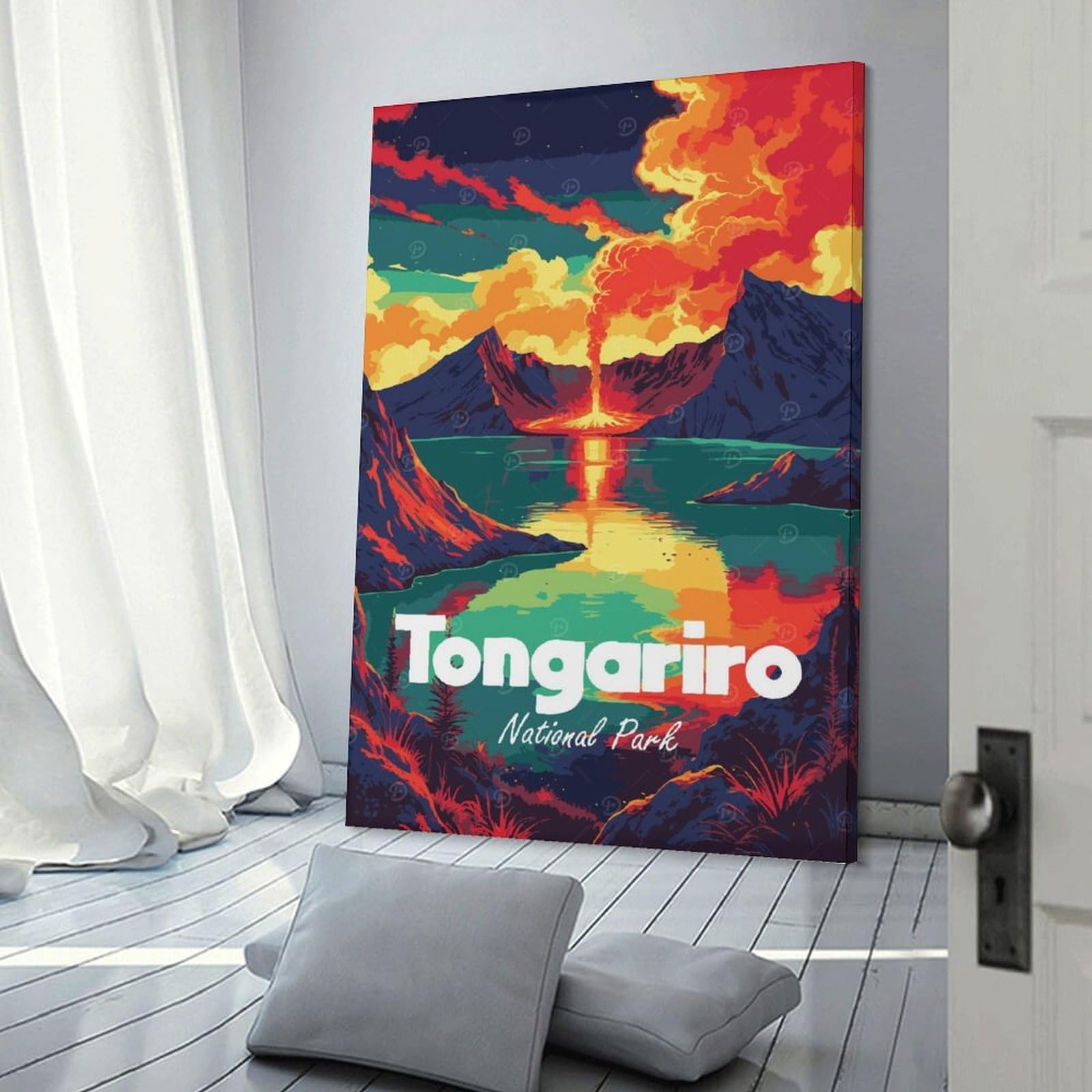 Junmoney Decorative Wall Artwork Tongariro National Park, 12x18inch(30x45cm), for Calm Bedrooms, Home Corners Or Flats, An Easy Wall Refresh for Bedrooms