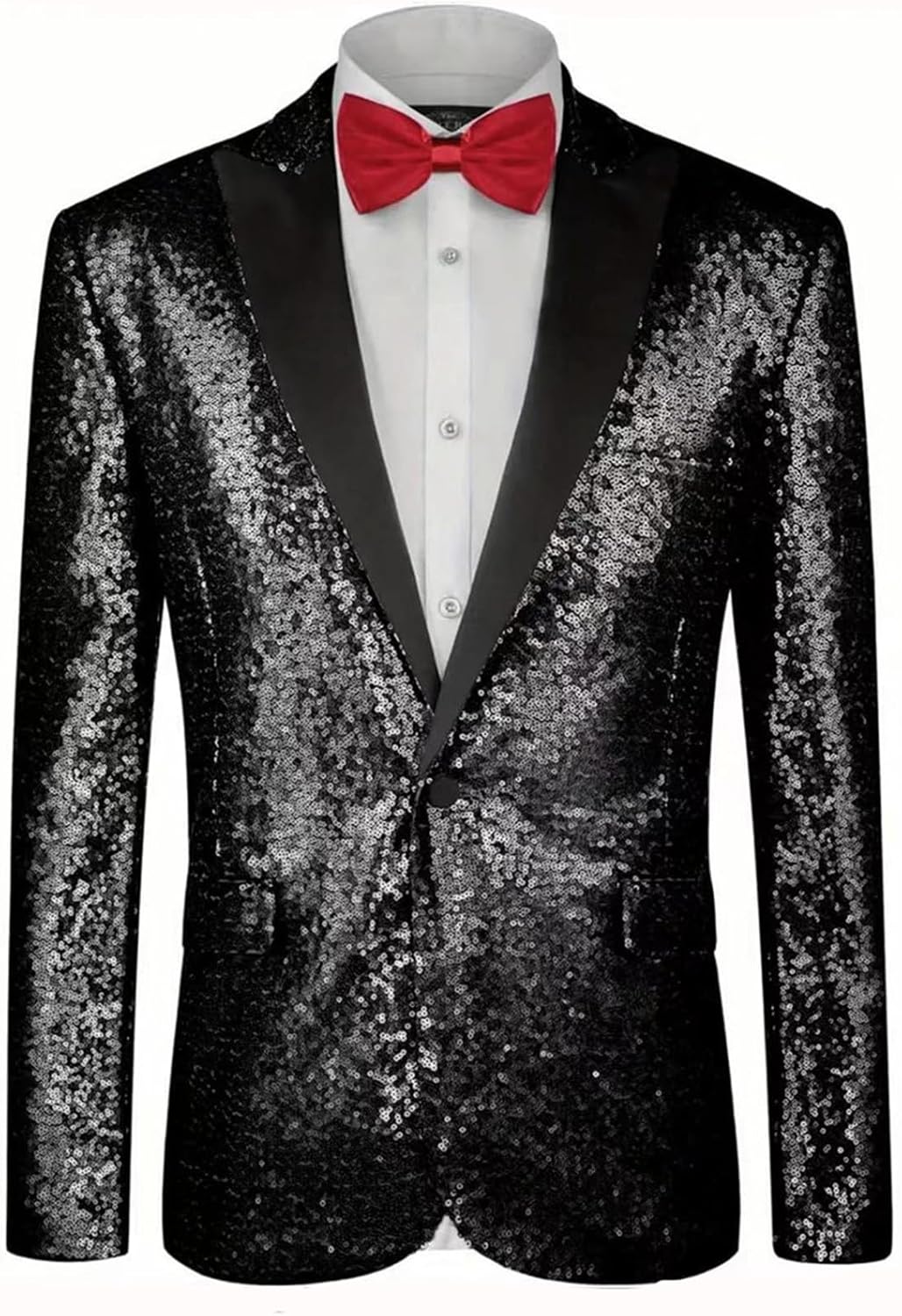 Men's Shiny Suit Blazer Notch Lapel Slim Fit Stylish Blazer Stage Show Suit Jackets One Button Party Costumes Coat