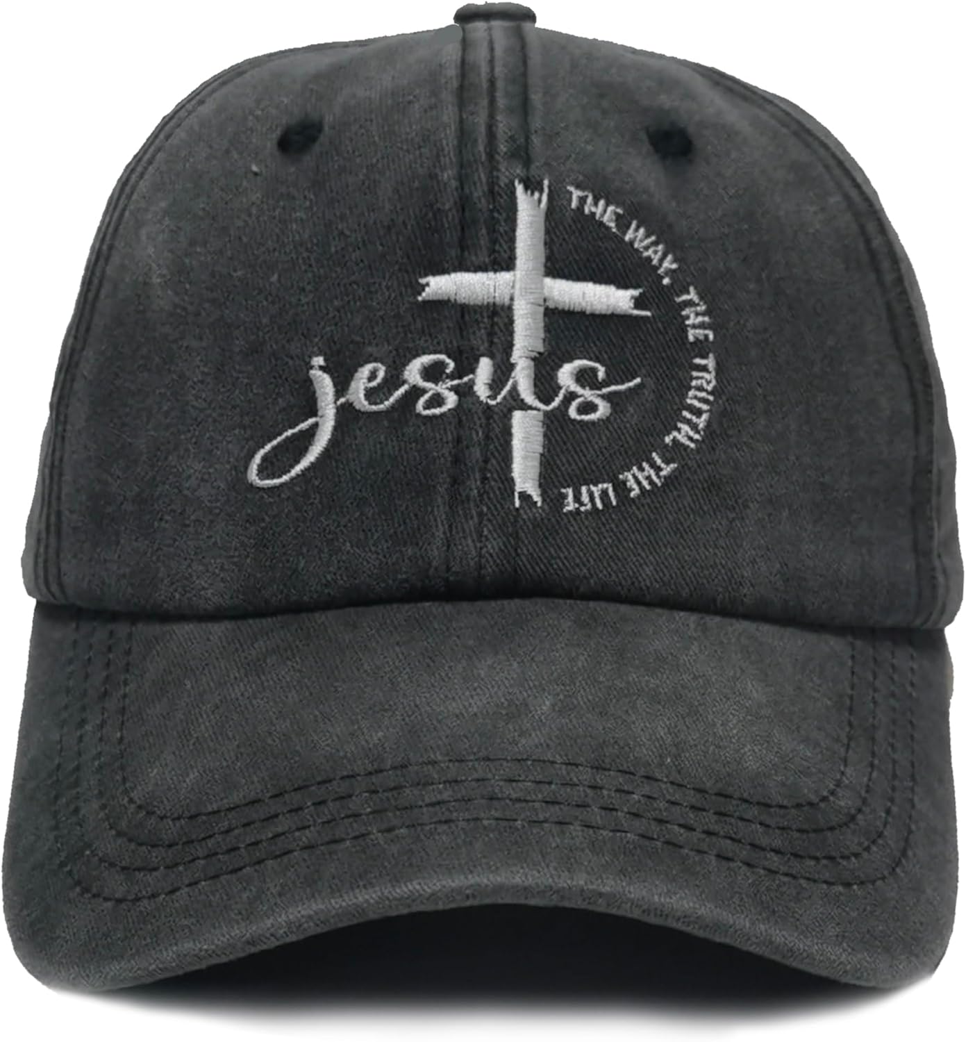 Christian Jesus Cross Hat Embroidered Adjustable Washed Faith Baseball Caps