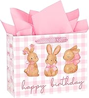 Vista 10 de WRAPAHOLIC Bolsa de regalo de cumpleaños grande de 13 pulgadas con tarjeta y papel de seda, adorable unicornio con lámina plateada holográfica