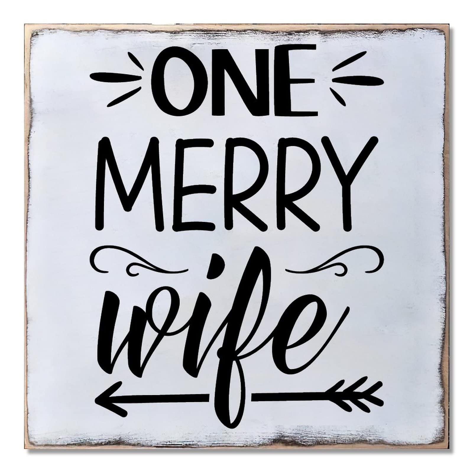 Panneau de porte en bois One Merry Wife de 40cm, décoration suspendue haut de gamme