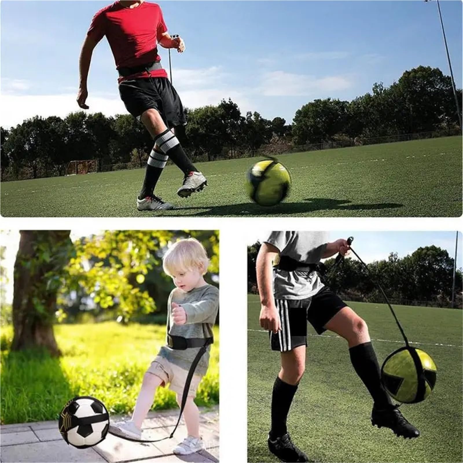 2-teiliges Fußball-Jonglierbeutel-Set mit zusätzlichem Kreiselgürtel, Kick-Solo-Trainer und Fußballtrainingsausrüstung Für Fußball