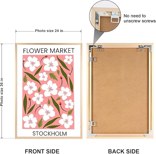 Miniatura 4 de Podronale Juego de 2 marcos de fotos de plexiglás de alta definición para pared, mesa, pasillo, galería... (oro mate, 24 x 36 pulgadas, 1 unidad)