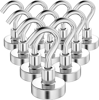 Keukenket 10 Pack Strong Magnetic Hooks，30Lbs Heavy Duty Magnet Hook，Powerful Neodymium Magnet Hooks for Kitchen, Garage, Grill, Cruise, Workplace and Office