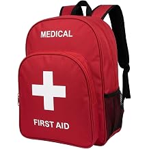NOVO First Aid Backpack Empty, Medical Backpack, Red Emergency Backpack Bag