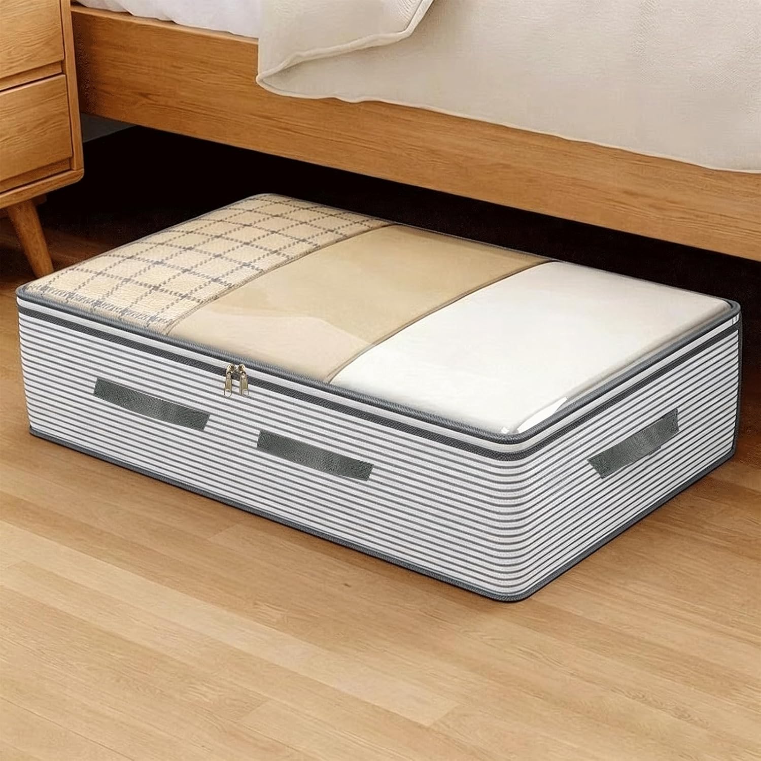 2026 New Bedding Storage Bag, Large Capacity Comforter Organizer with Clear Window, Foldable Blanket Storage Bag, Large