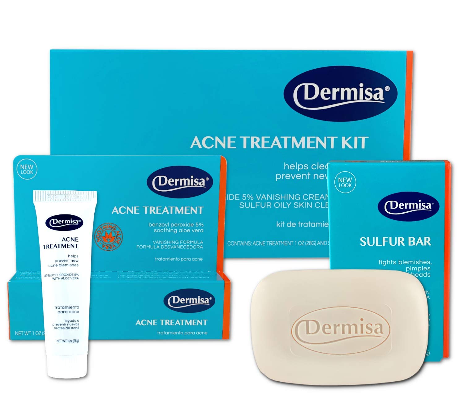 Dermisa Kit, Acne Sulfur Bar Soap 3 Oz / 85 g. + Soothing