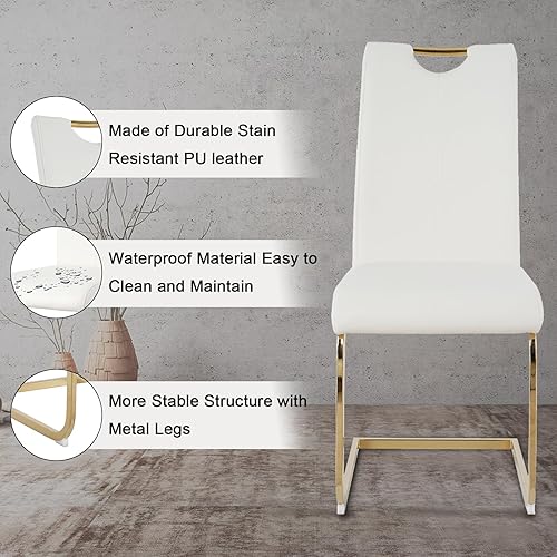 Miniatura 4 de Sillas de comedor, sillas laterales de comedor, juego de 4, modernas sillas de cocina de piel sintética con alto color negro, sillas para comedor,