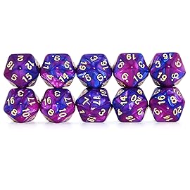 SmartDealsPro 10-Pack 20 Sided Dice D20 Polyhedral Dice for DND RPG MTG Table Game (Blue-Purple)