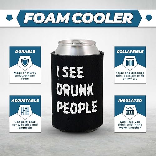 Miniatura 2 de Divertidos frases de fiesta de cerveza refrigerante para latas refrigerantes con aislamiento térmico para bebidas con soda, cerveza Hugger Coolies
