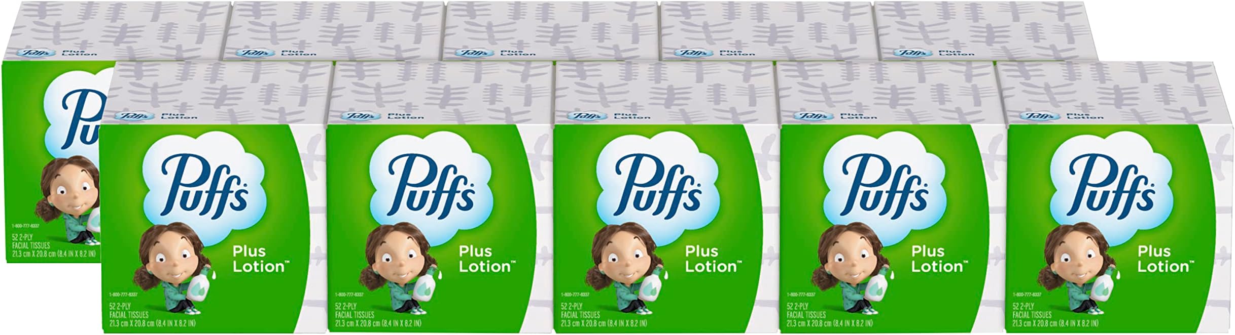 Puffs Plus Lotion Facial Tissues, 10 Cubes, 52 Tissues Per Cube, 10 Count