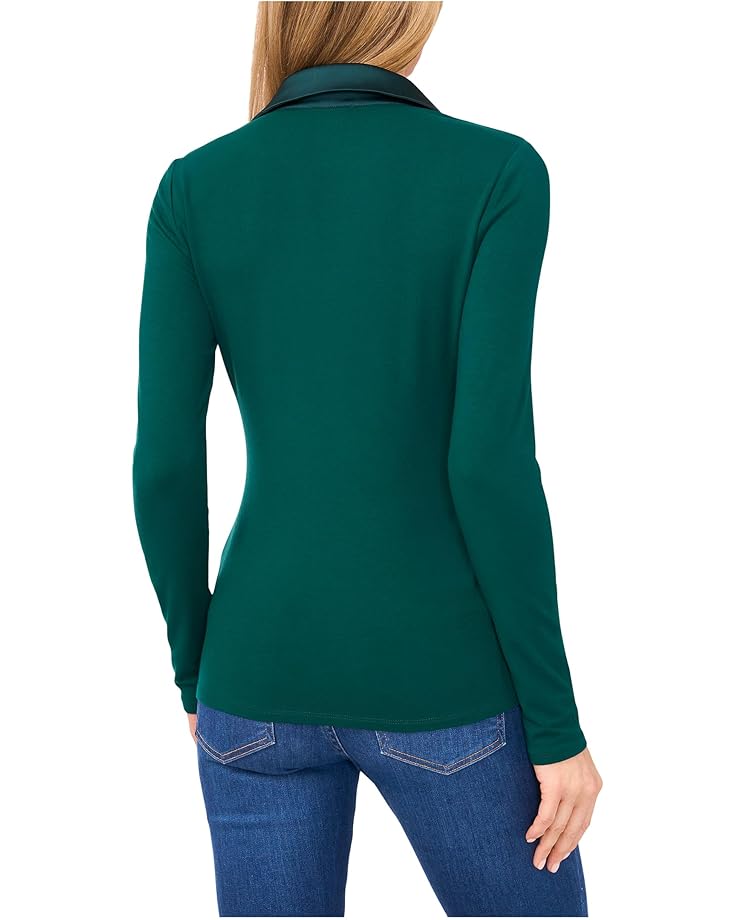 CeCe Woven Collar Long Sleeve Knit Top - #2 of 3