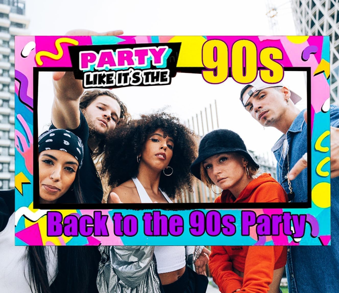 JeVenis Back to 90s Photo Booth Frame 90s Photo Booth Props 90's Party 1990s Party Photo Booth Props 90's Style Photo Booth Prop
