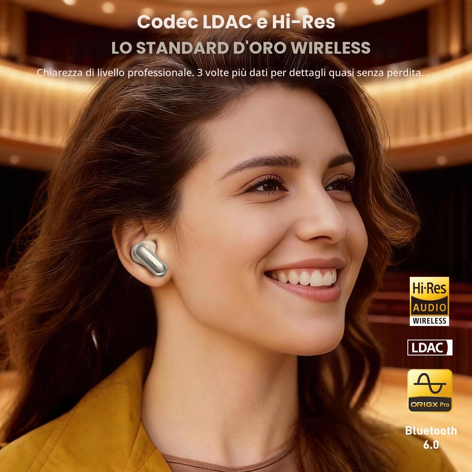 TOZO NC20 Cuffie Bluetooth 5.4 con ANC, Hi-Res LDAC, 6Mic ENC per Chiamate | Traduzione Vocale IA in Tempo Reale, Note Riunione, IPX8 Rilevamento Automatico, Dual Connection, Ricarica Wireless