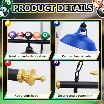Rossesay Adjustable Pool Table Lights, 4 Lights for 7'-8' Billiard Table
