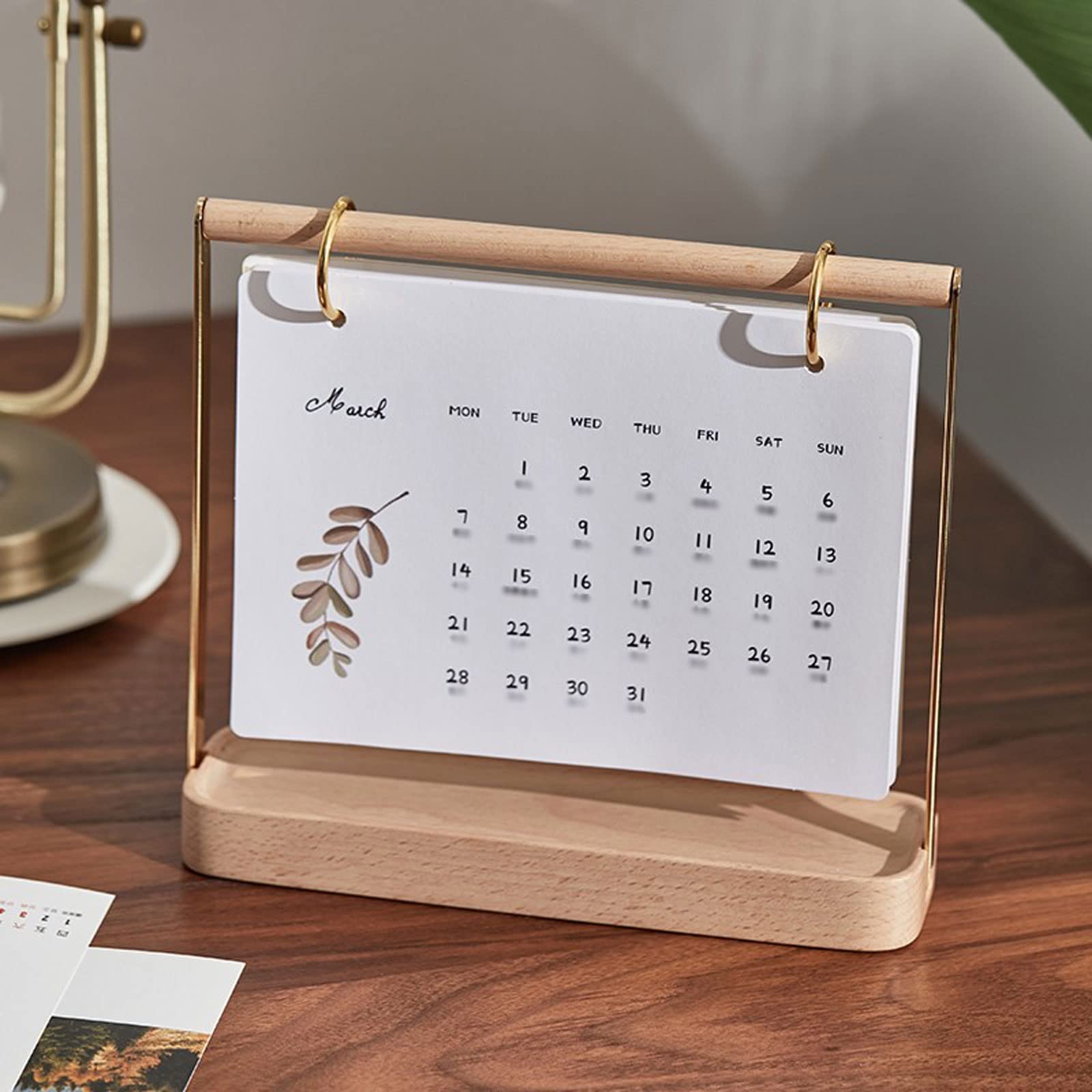 QINGGANGLING999 Bürokalender Hölzerner Schreibtisch Kalender 2022 Kreativkalender Desktop 2022 Desktop Kalender Schreibtisch Zubehör Stehendes Flip Tischkalender Wochenplaner (Color : 2)