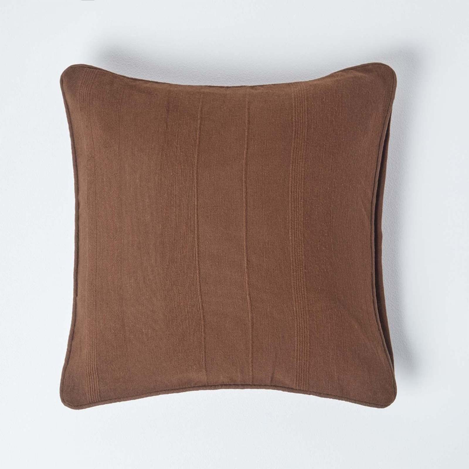 Homescapes Chocolate Rajput Ribbed Cushion Cover 18 X 18 Inches (45 X 45Cm) 100% Cotton Coordinating With Rajput Throws And Curtains Easy Care Washable At Home