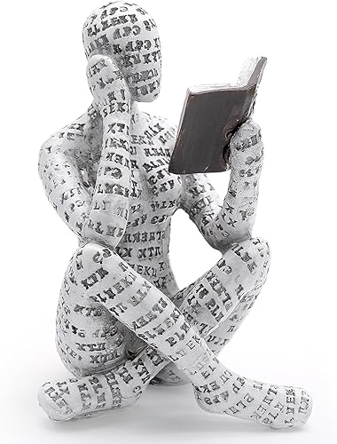 Estatuilla de lectura, decoración de estantería, estatua creativa de pensador abstracto, decoración moderna de escritorio para oficina en casa
