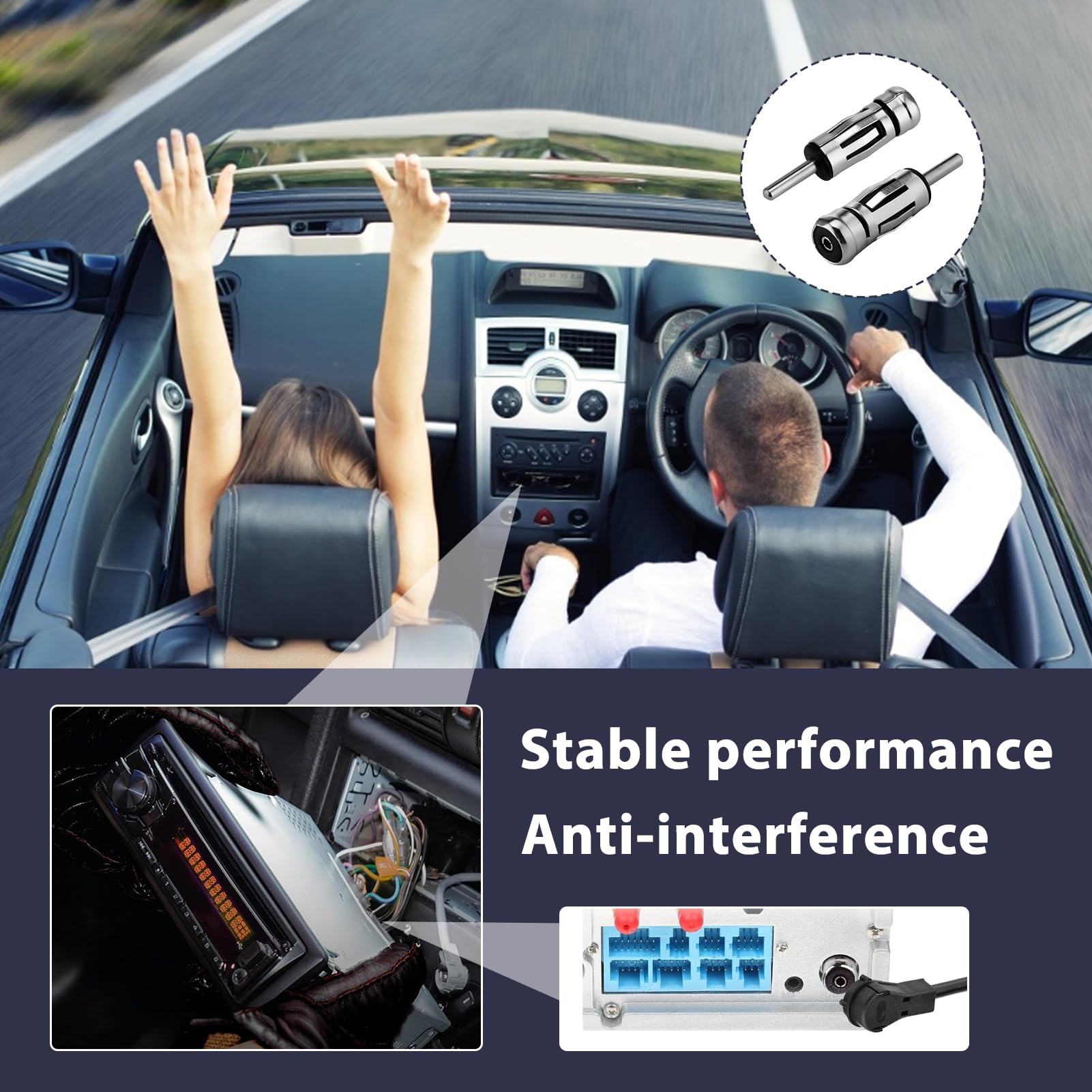 2 Pezzi Adattatore Antenna ISO a DIN Radio Auto, Spinotto Antenna Universale per Autoradio, Connettore DIN Maschio a Femmina ISO per Pioneer/Kenwood, Facile Installazione Plug and Play