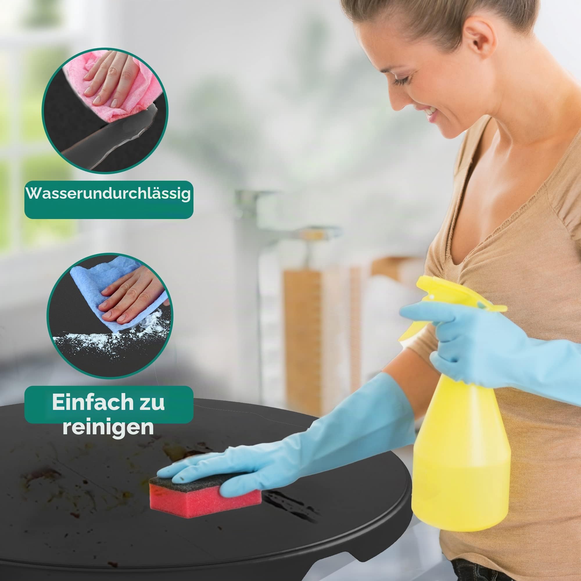 YITAHOME 80cm Gartentisch, Runder Klapptisch, Balkontisch Klappbar, Campingtisch Wetterfest für Outdoor Party Strand BBQ, mit Rostfreie Metallrahmen, 80 x 80 x 74cm, Schwarz