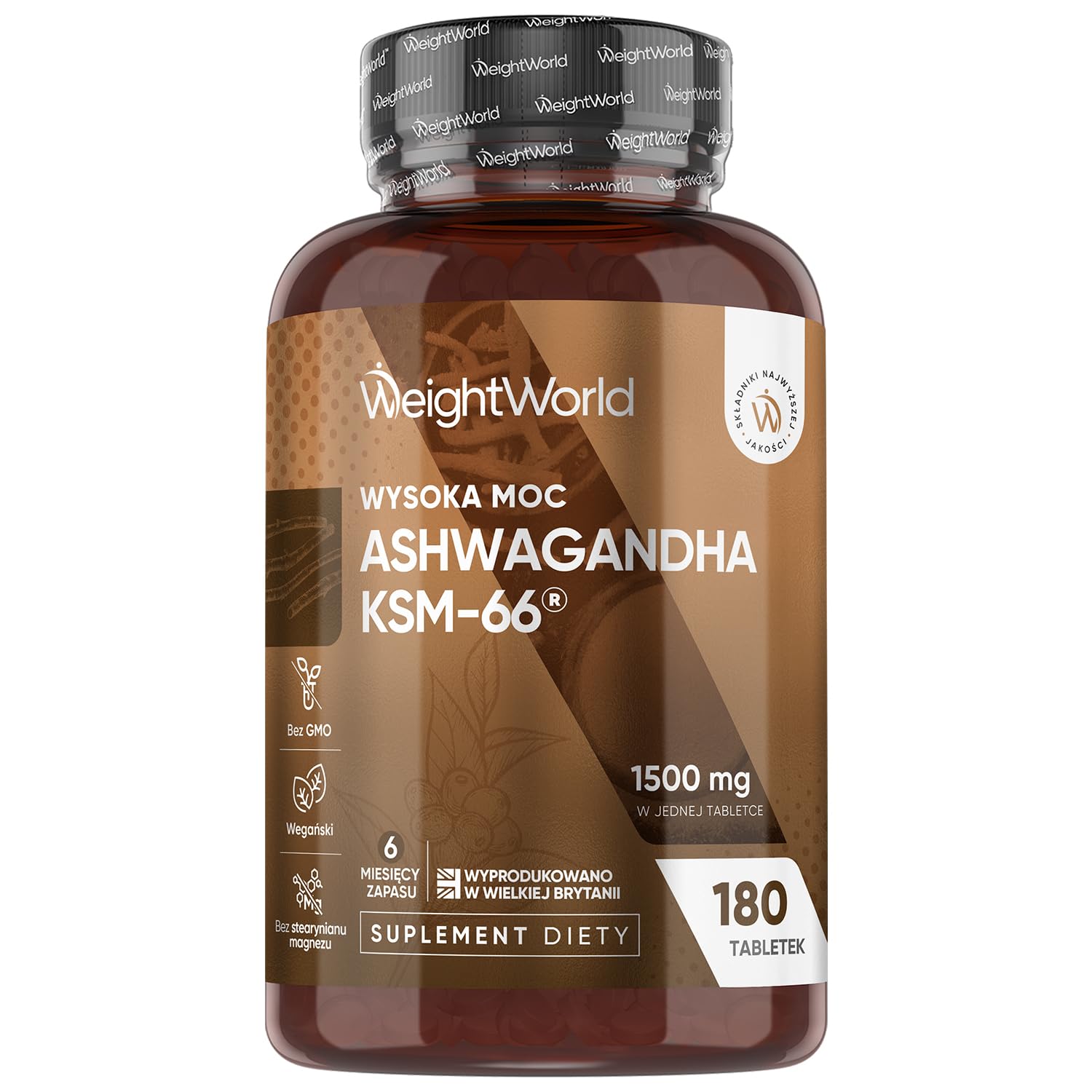 WeightWorld Organic Ashwagandha with Black Pepper 600mg 180 Capsules