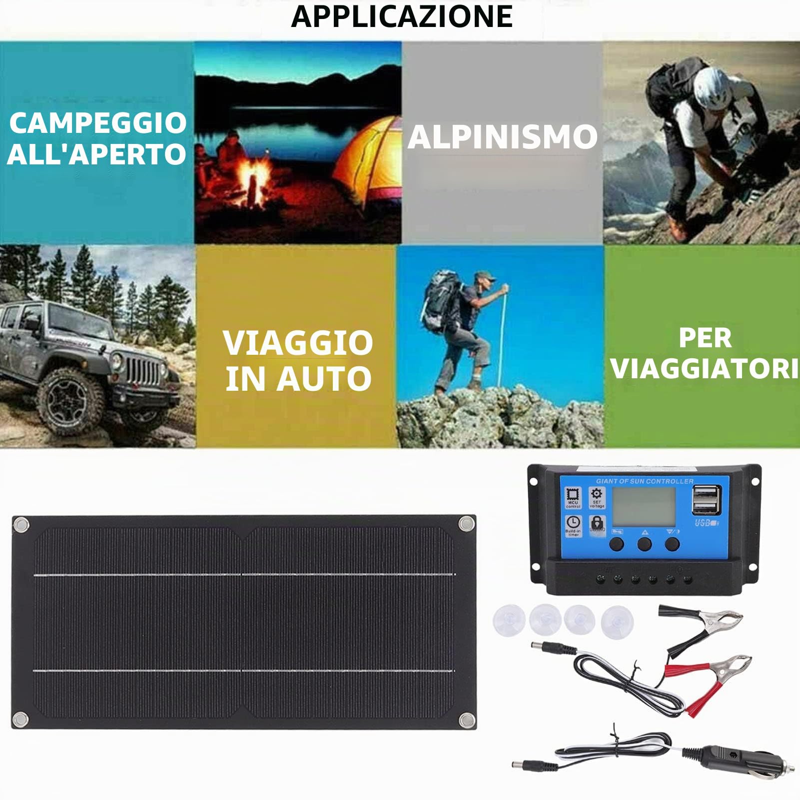 Kit Pannello Solare da 600 W Set Pannello Solare da 18 V Kit Pannello Solare Leggero con Batteria e Inverter per di Energia Solare