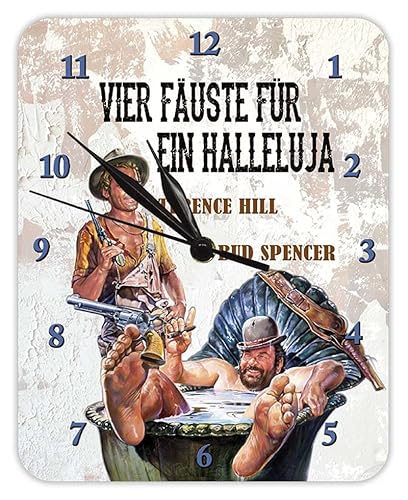 Blechwaren Fabrik Braunschweig GmbH Vier Fäuste für EIN Halleluja - Bud Spencer und Terence Hill - Wanduhr - Kultuhr - KUT01