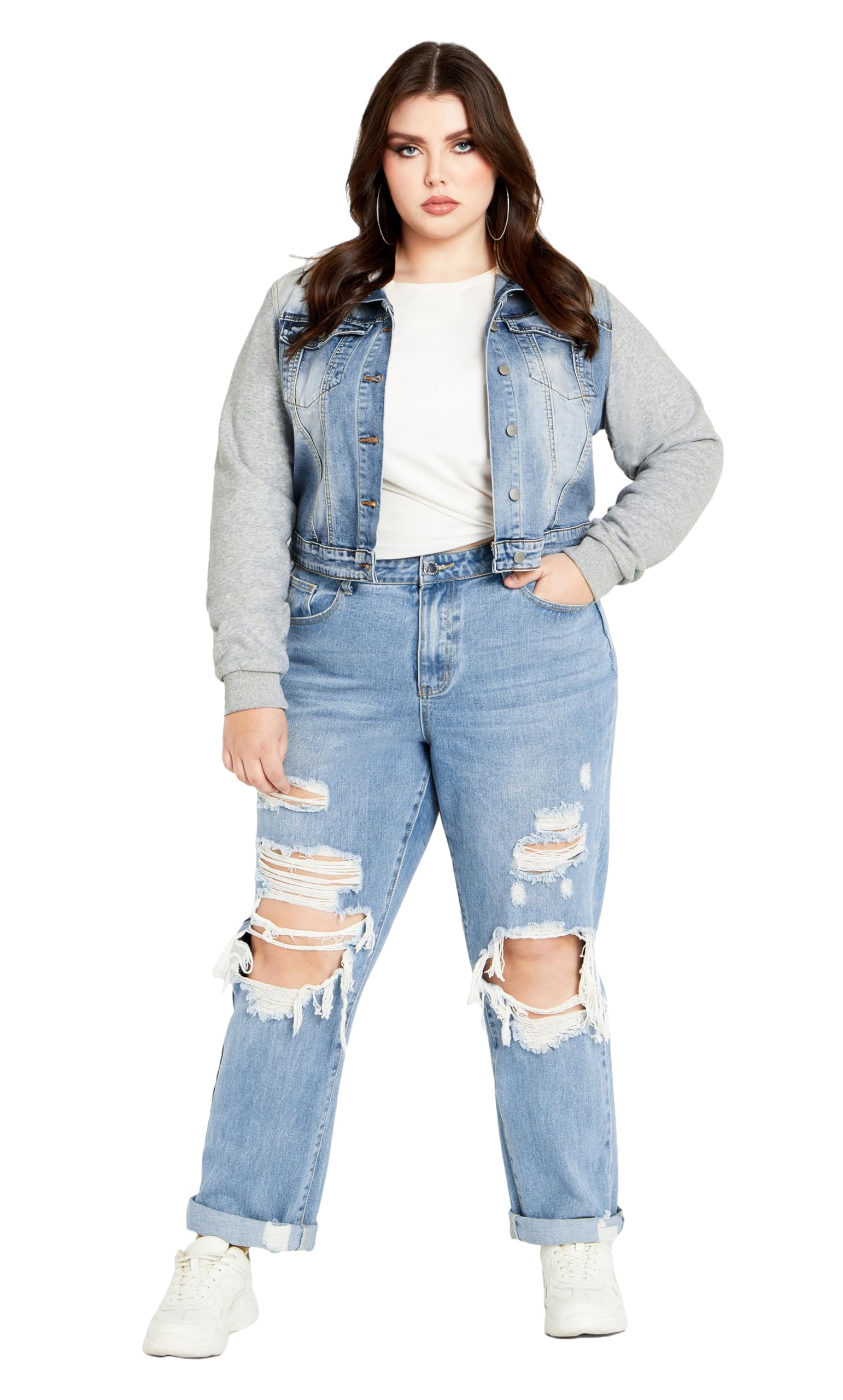 City Chic Women's Denim Plus Size Jacket Street, 18 Plus