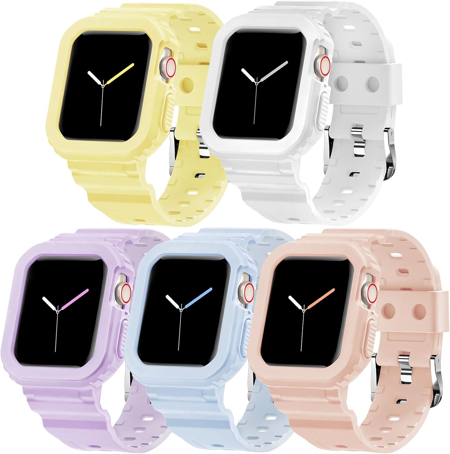 DABAOZA 5 Packs Compatible for Clear Apple Watch Band 46mm 45mm 44mm 42mm 41mm 40mm 38mm 49mm, Jelly Crystal Women Men TPU Strap for iWatch Series 11 10 9 8 7 6 SE 5 4 3 2 1 Ultra 3 2
