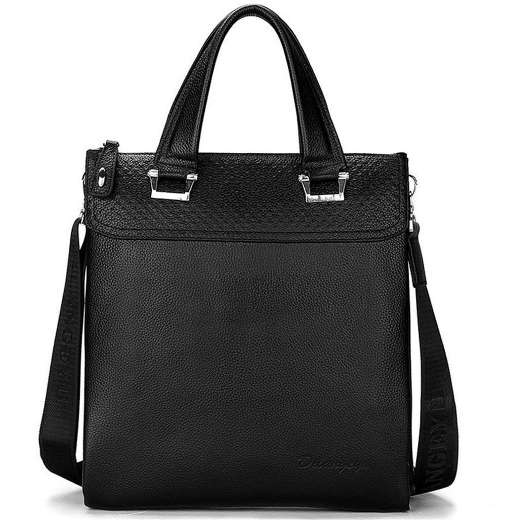 YANX fashion men's notebook handbag leather briefcase computer bag vertical section (29 * 30 * 7 cm)
