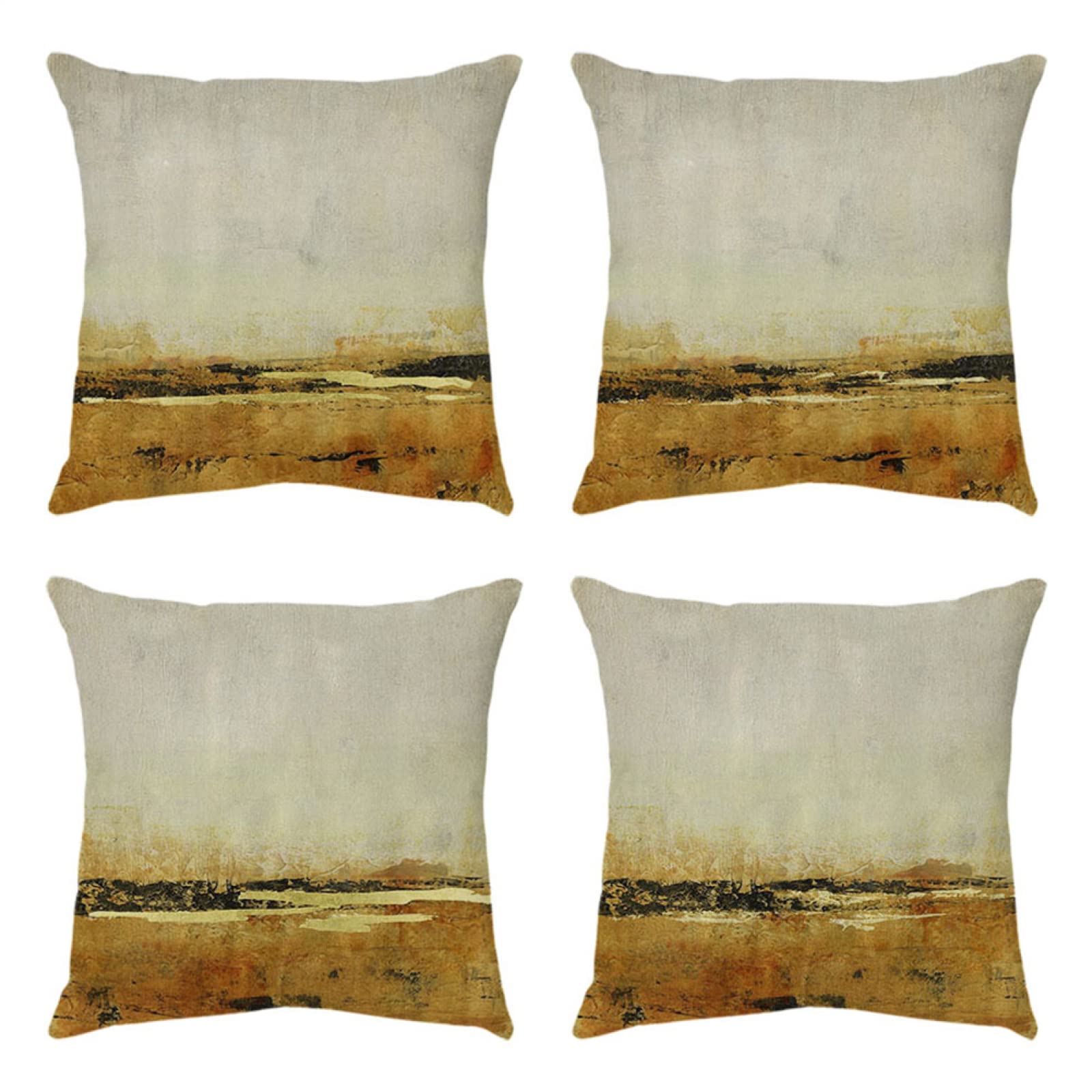 4 Piezas Funda de Almohada Dorado Abstracto Fundas de Cojín Terciopelo Sencillo y Decorativo para Sofá Camas Dormitorio Coche Lino Cojines Throw Pillow Covers 80x80cm/32x32 Inch