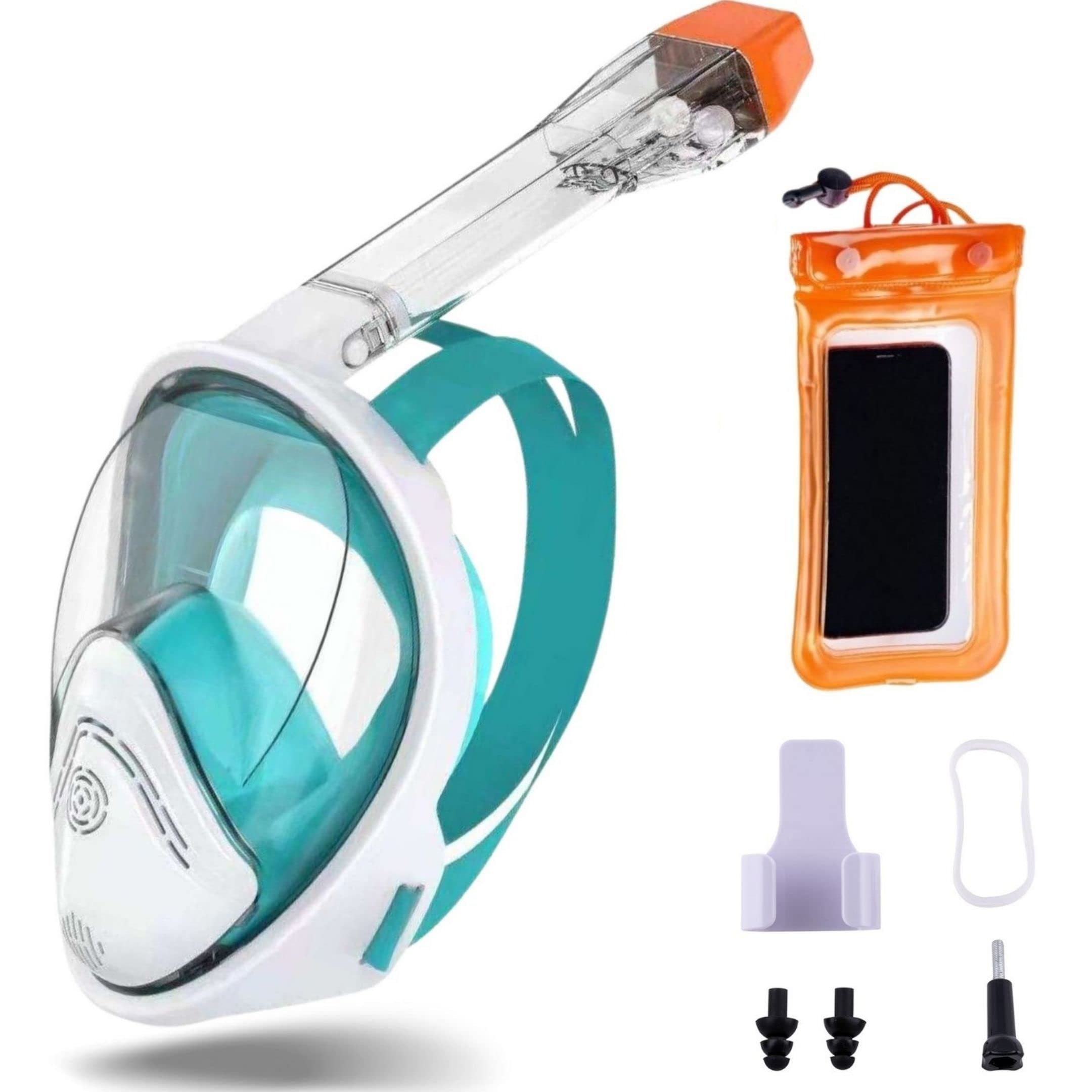 Full face snorkel mask scuba diving set for swimming snorkeling training adults and kids 6-14 Upgraded Version safety underwater breathing