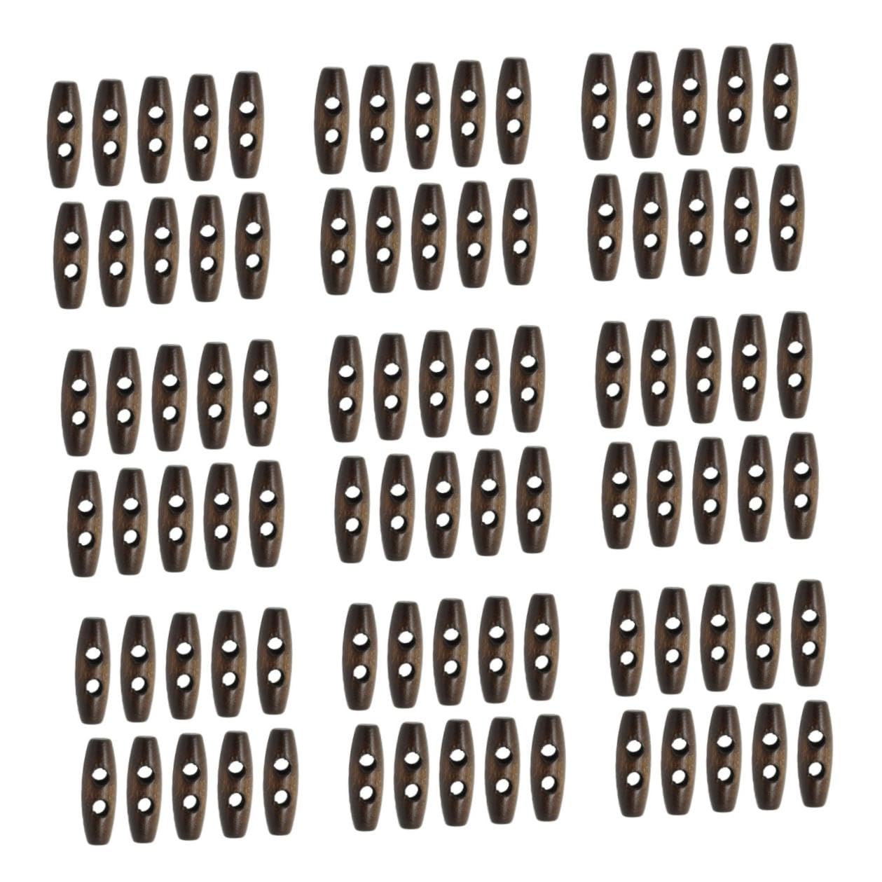 450 Stück Ovale Holzknöpfe mit Doppelloch, 3x1, 1 Cm, Dunkelbraun