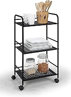 Vista 1 de SunnyPoint Carrito utilitario con ruedas de 3 niveles, organizador de almacenamiento de metal con ruedas, carrito de cocina móvil, organizador