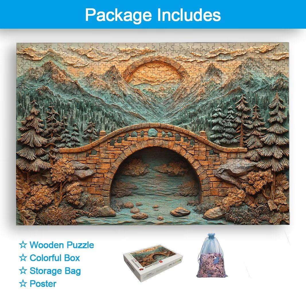 Puzzle 1500 Piezas, Puzzle Puente de Madera para Adultos, Regalos -2634