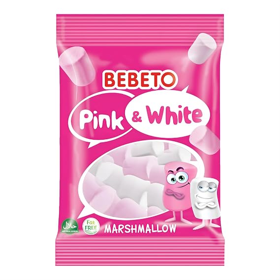 Bebeto Pink & White Marshmallows 9.7 oz, Halal Soft Candy by Kervan