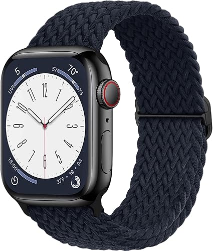 Miniatura 1 de Merlion Stretchy Braided Solo Loop Compatible with Apple Watch Band 38mm 40mm 41mm 42mm 44mm 45mm 49mm, Sports Adjustable Elastic Straps for iWatch