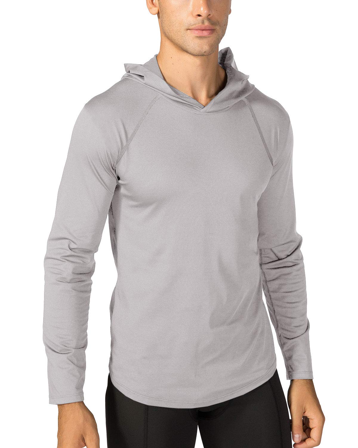 BIYLACLESEN Camiseta de manga larga con protección solar para hombre, UPF 50+, para correr, con capucha