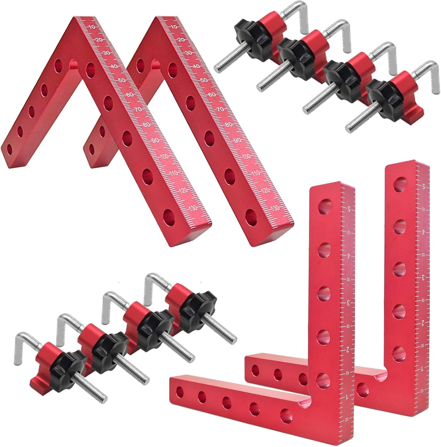 90 Degree Positioning Squares Right Angle Clamps for Woodworking – 4 Pack 5.5″Aluminum Alloy Woodworking Corner Clamps, for Picture Frame, Cabinet, Boxes, Drawers (4Pack 5.5”) 90 Degree Positioning Squares Right Angle Clamps for Woodworking – 4 Pack 5.5″Aluminum Alloy Woodworking Corner Clamps, for Picture Frame, Cabinet, Boxes, Drawers (4Pack 5.5”)