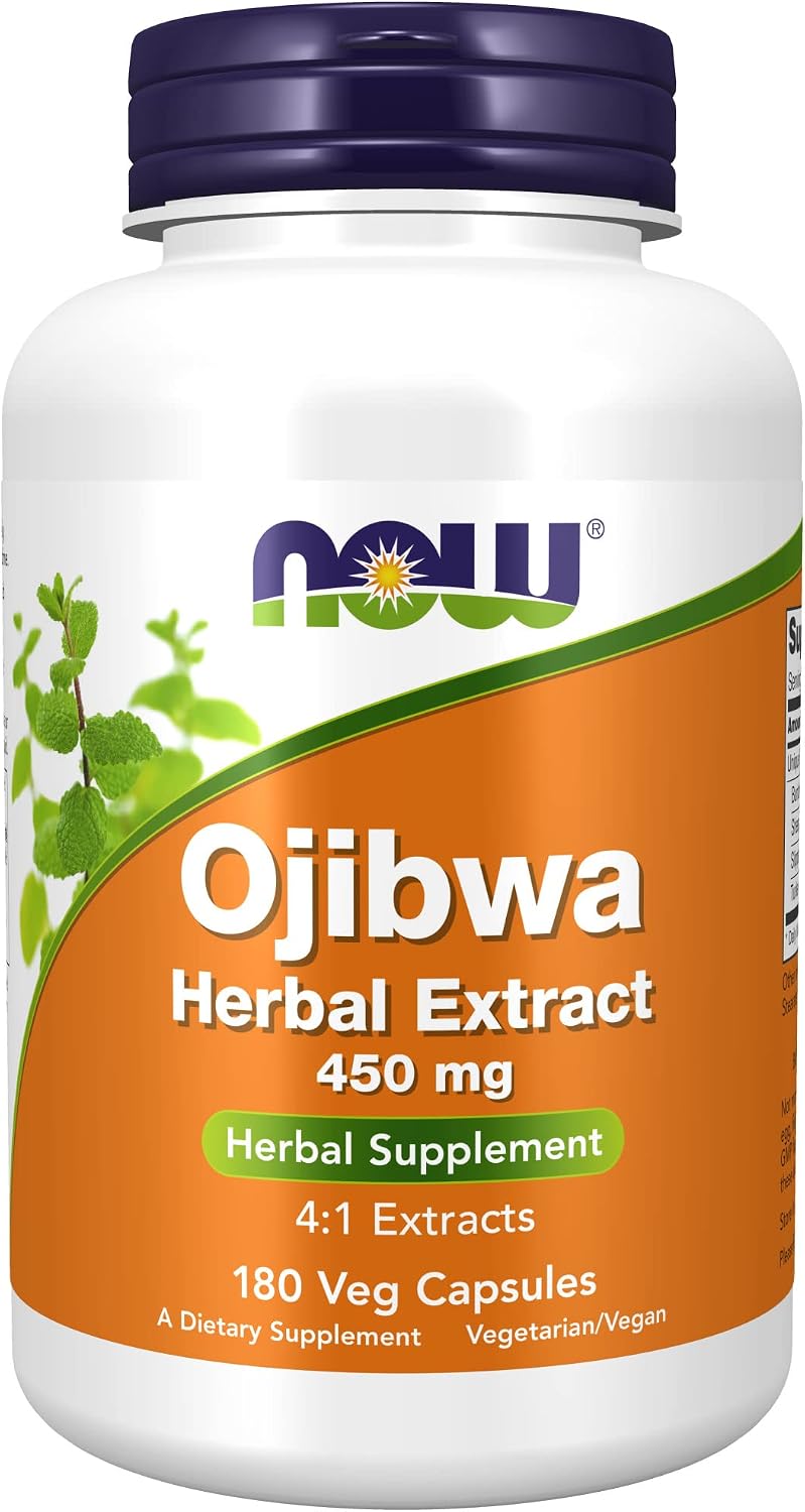 NOW Supplements, Ojibwa Herbal Extract 450 mg, Concentrated Blend, Alcohol-fFree, 4:1 Herbal Extracts, 180 Veg Capsules
