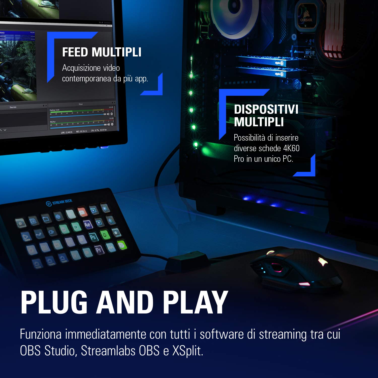 Elgato Game Capture Pro MK.2 Acquisizione 4K60 FPS HDR e Passthrough, Scheda di Acquisizione PCI x4/x8/x16 (Interno), Tecnologia Instant Gameview a Latenza Bassa