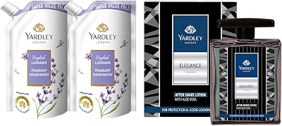 London English Lavender Fragrant Handwash| 750ml (Pack of 2) & Yardley London Elegance After Shave Lotion with Aloe Vera| 100ml
