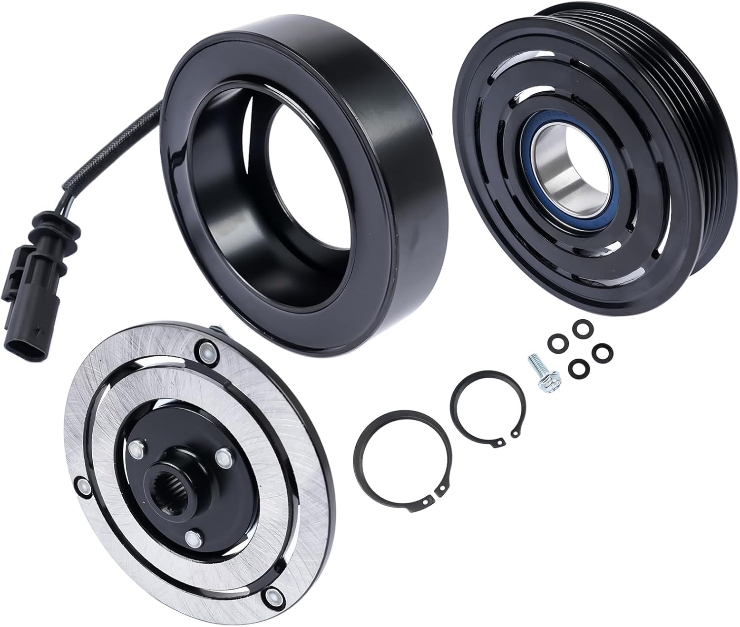 GELUOXI A/C Compressor Clutch Kit 5-Groove Pulley Replacement for Chevy Colorado Equinox 1.5L 2.5L L4 2015-2021 198299 84635623